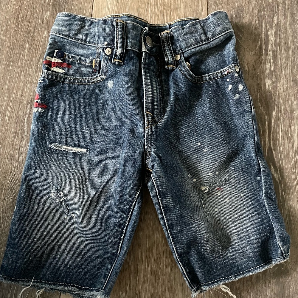 Baby Gap little boy America flag Jean shorts size 5